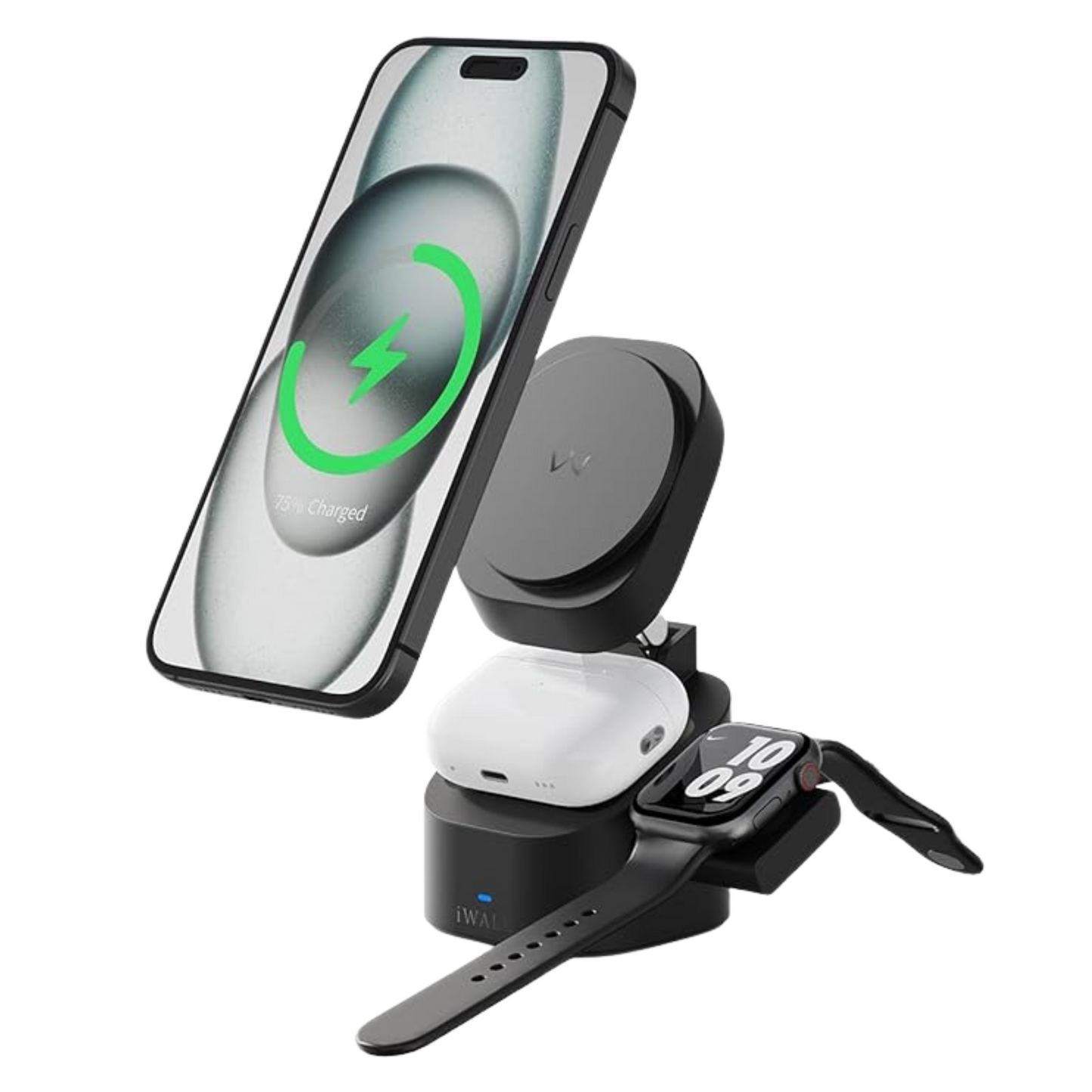 iWalk StandMe Power 3-in-1 Wireless Charger Black for iPhone/Watch/AirPods