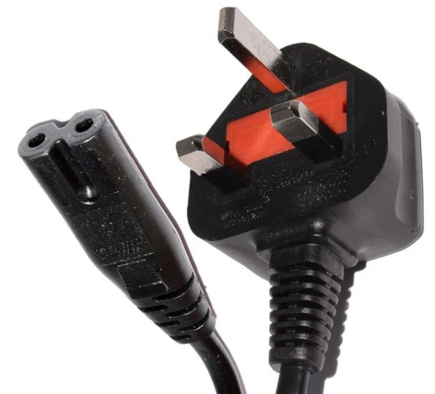 Power Cable 3 pin UK to IEC320 C7 Figure 8 50cm
